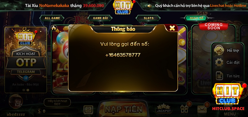 Liên hệ Hit Club trực tiếp qua hotline