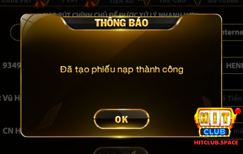 Cần xác minh thông tin khi nạp tiền Hit Club