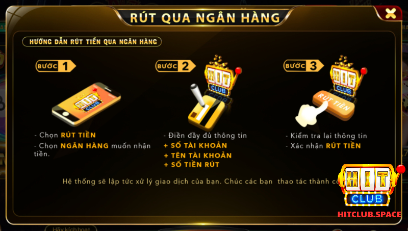 Rút tiền Hit Club về ngân hàng