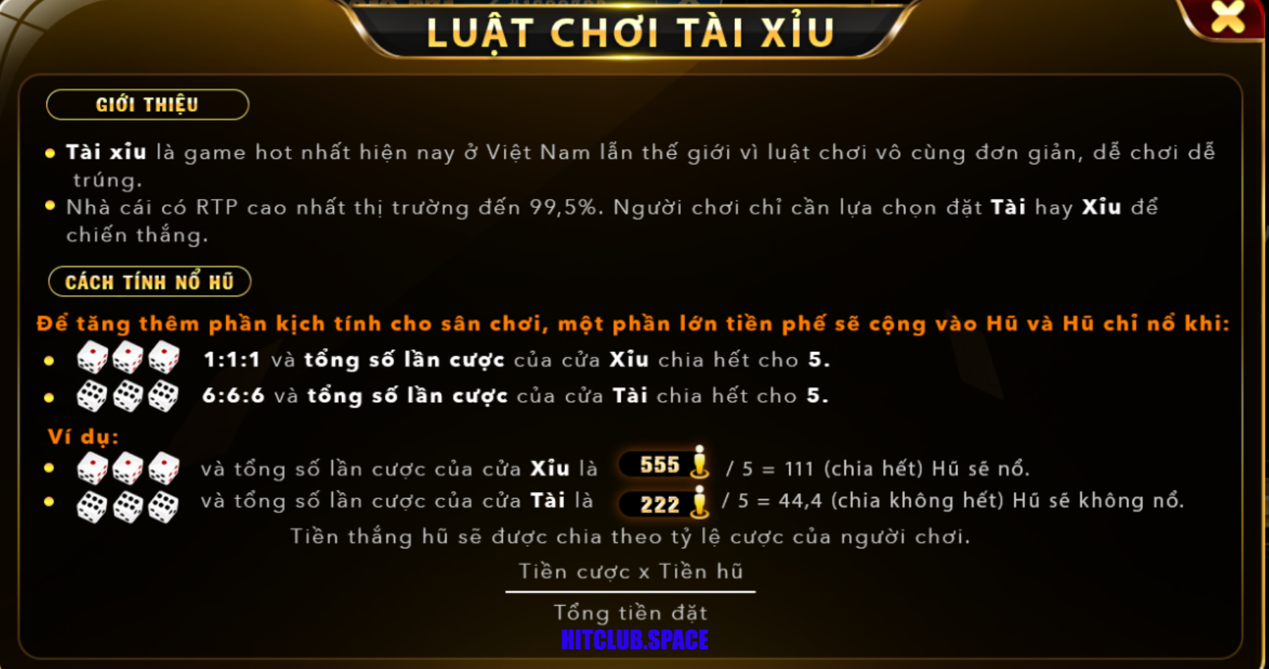 Nắm bắt luật chơi của Tài Xỉu tại Hitclub